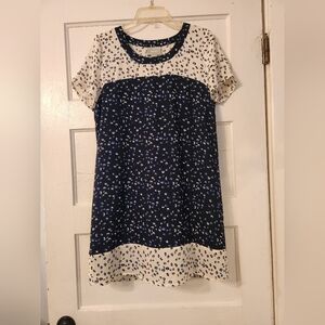 Maeve Anthropologie Dress, Floral Ditsy, Mini Shift, Blue White Sz Sm Lined EUC